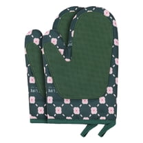 Unique Bargains Soft Floral Heat-Resistant Oven Mitts Cooking Gloves Green