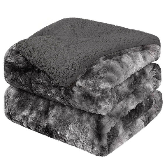 Unique Bargains Soft Fluffy Shaggy Faux Fur Blanket, Throw, Gunmetal