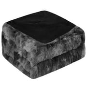 Unique Bargains Soft Fluffy Shaggy Faux Fur Blanket, Twin, Black