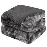 Unique Bargains Soft Fluffy Shaggy Faux Fur Blanket, Twin, Dark Gray