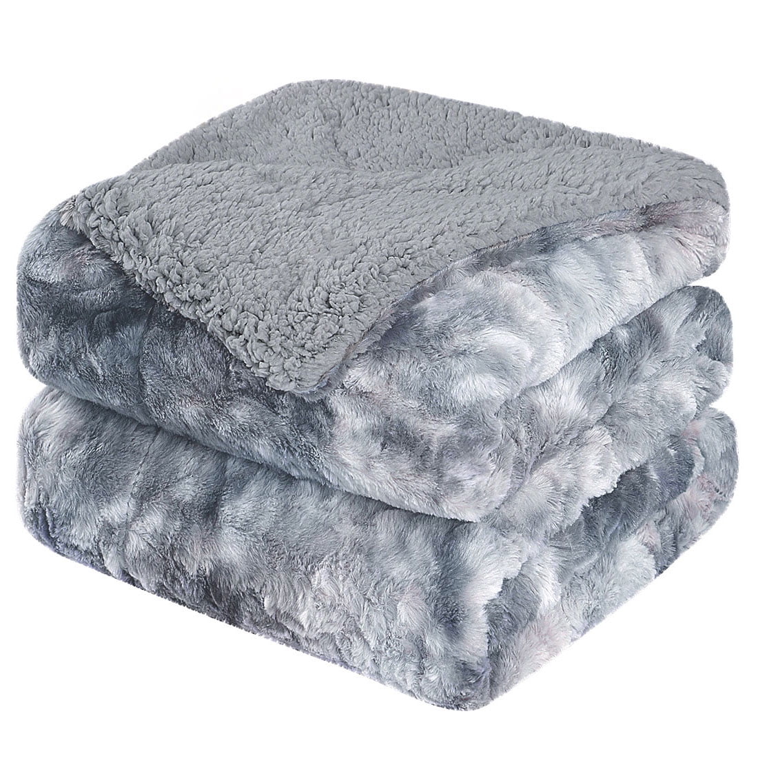 Unique Bargains Soft Luxury Faux Fur Blanket, Twin, Gray, Warm and