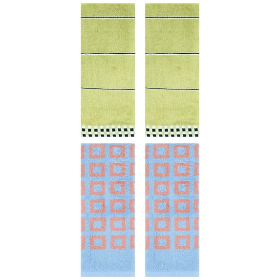 Unique Bargains Soft Hand Towel 4 Pcs 14" x 30" Pink Brown/Light Brown