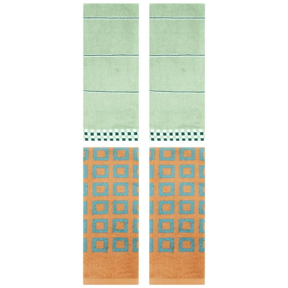 Unique Bargains Soft Hand Towel 4 Pcs 14" x 30" Pink Brown/Light Pink