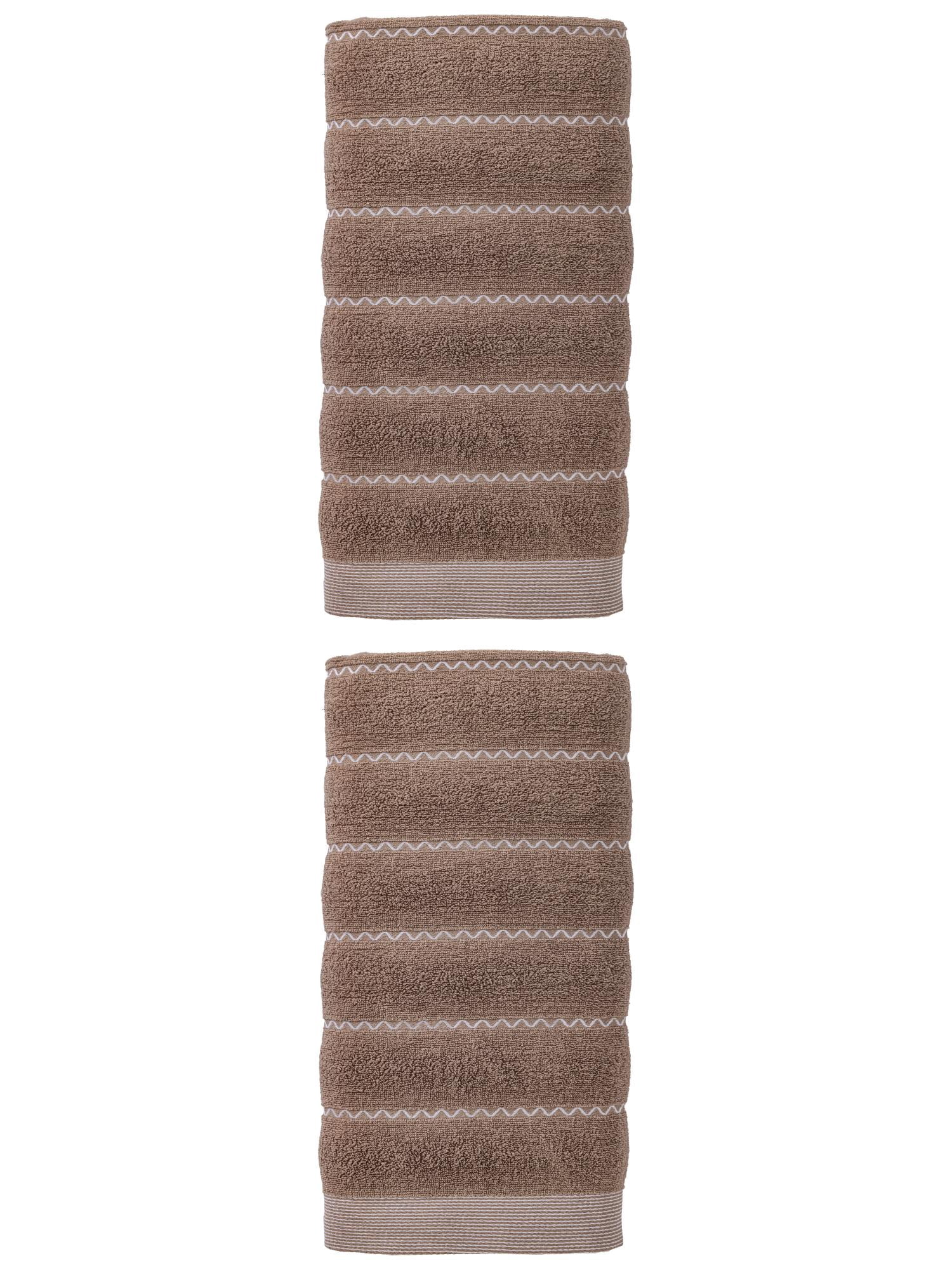 Unique Bargains Soft Highly Absorbent Cotton Stripe Bath Towel 2 Pack Grey 55"x28"