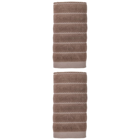 Unique Bargains Soft Highly Absorbent Cotton Stripe Bath Towel 2 Pack Grey 55"x28"