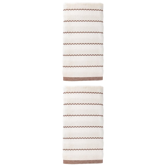 Unique Bargains Soft Highly Absorbent Cotton Stripe Bath Towel 2 Pack White 55"x28"