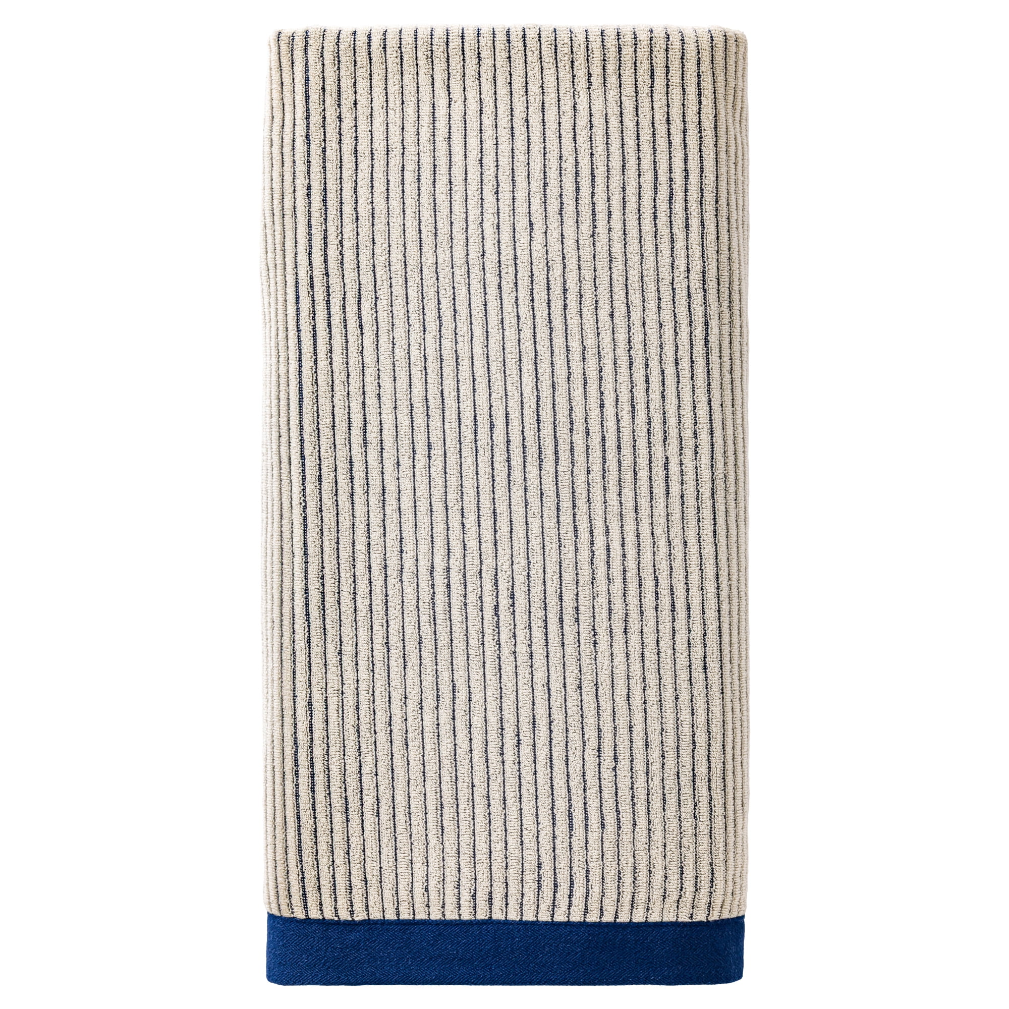 Unique Bargains Soft Highly Absorbent Pure Cotton Striped Bath Towel Blue 55" x 28"