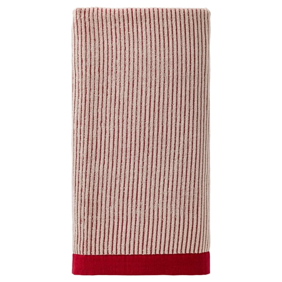 Unique Bargains Soft Highly Absorbent Pure Cotton Striped Bath Towel Red 55" x 28"
