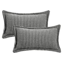 Unique Bargains Soft Houndstooth Throw Pillow Covers Set of 2 Black 20" x 12"