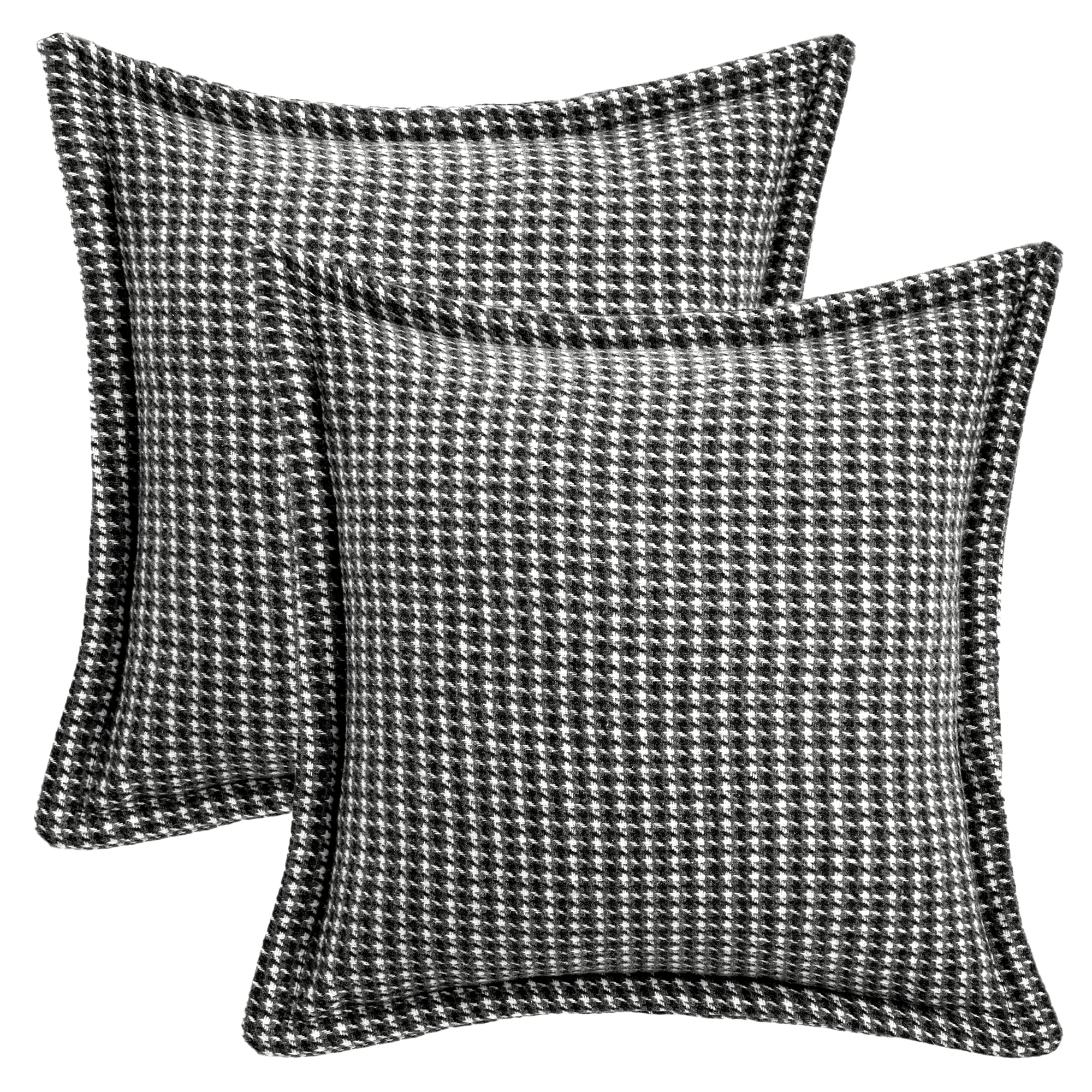 Unique Bargains Soft Houndstooth Throw Pillow Covers Set of 2 Black 20" x 20"