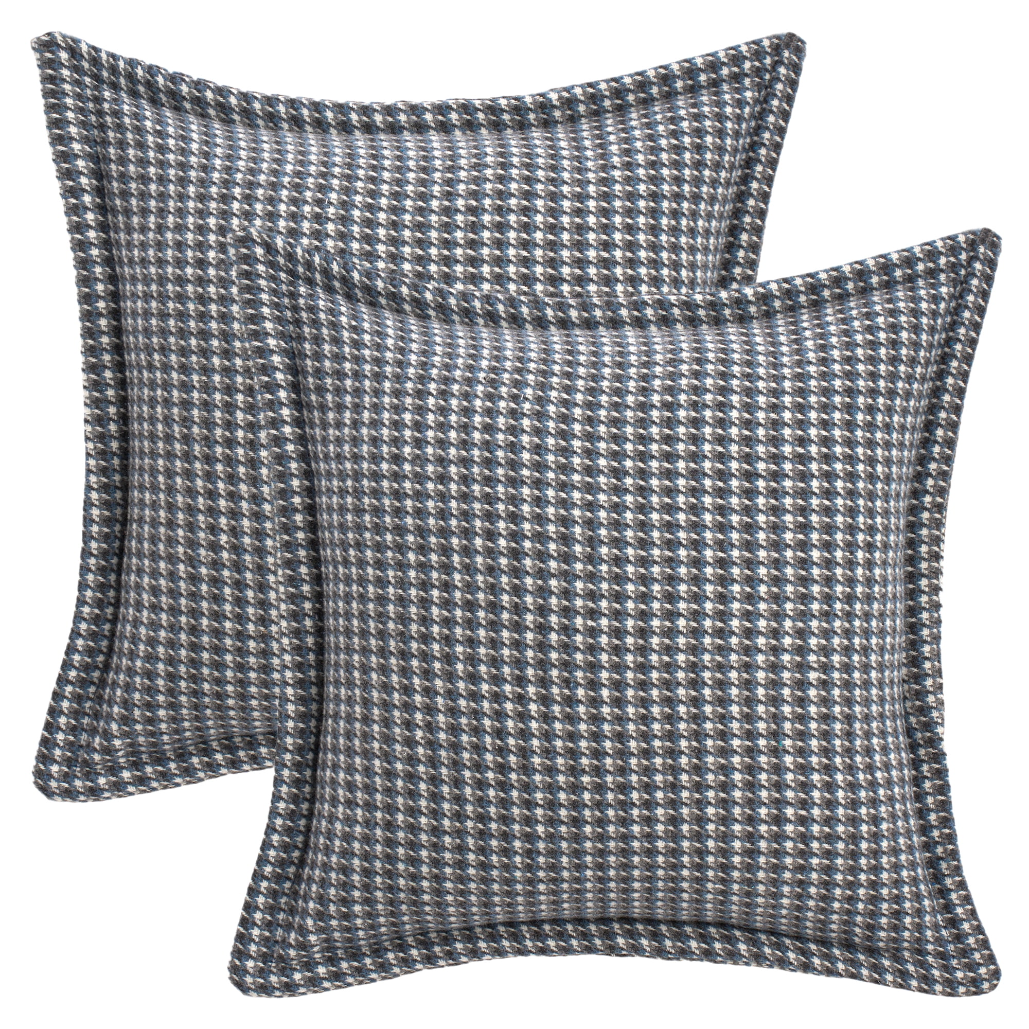 Unique Bargains Soft Houndstooth Throw Pillow Covers Set of 2 Blue 18" x 18"