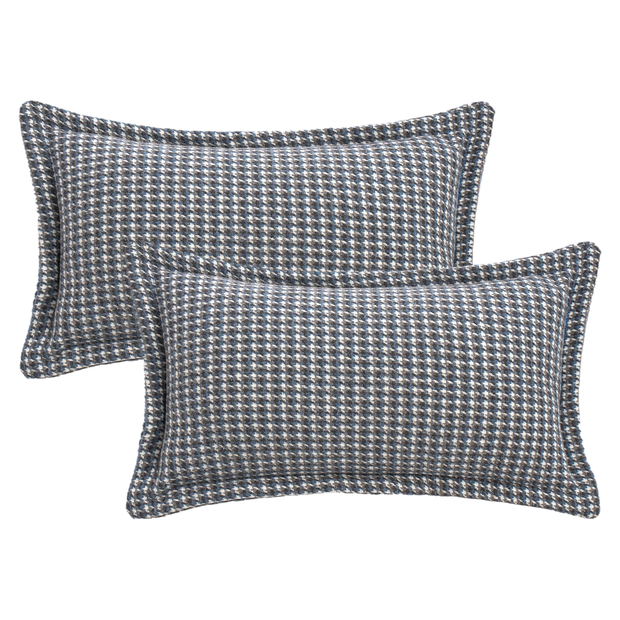 Unique Bargains Soft Houndstooth Throw Pillow Covers Set of 2 Blue 20" x 12"