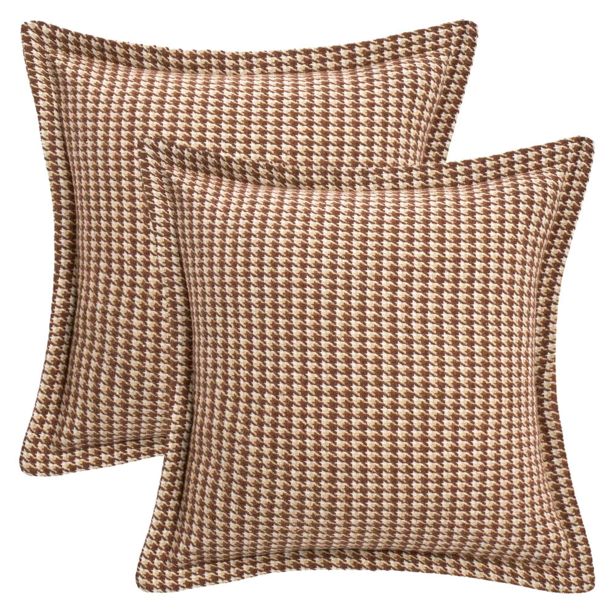 Unique Bargains Soft Houndstooth Throw Pillow Covers Set of 2 Brown 20" x 20"