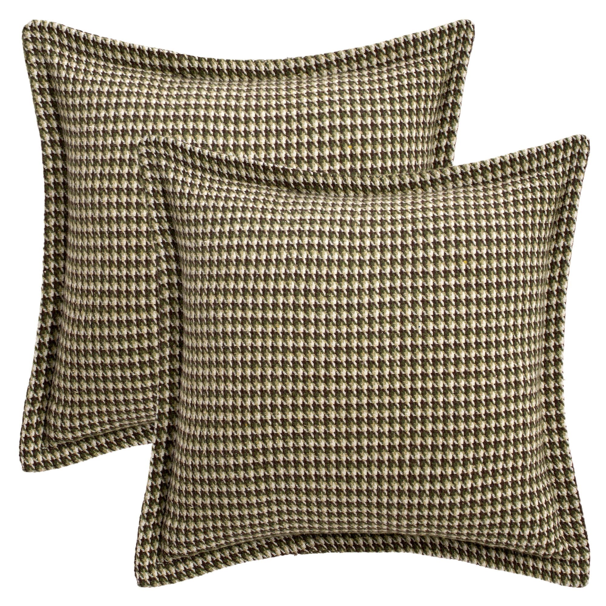 Unique Bargains Soft Houndstooth Throw Pillow Covers Set of 2 Green 20" x 20"