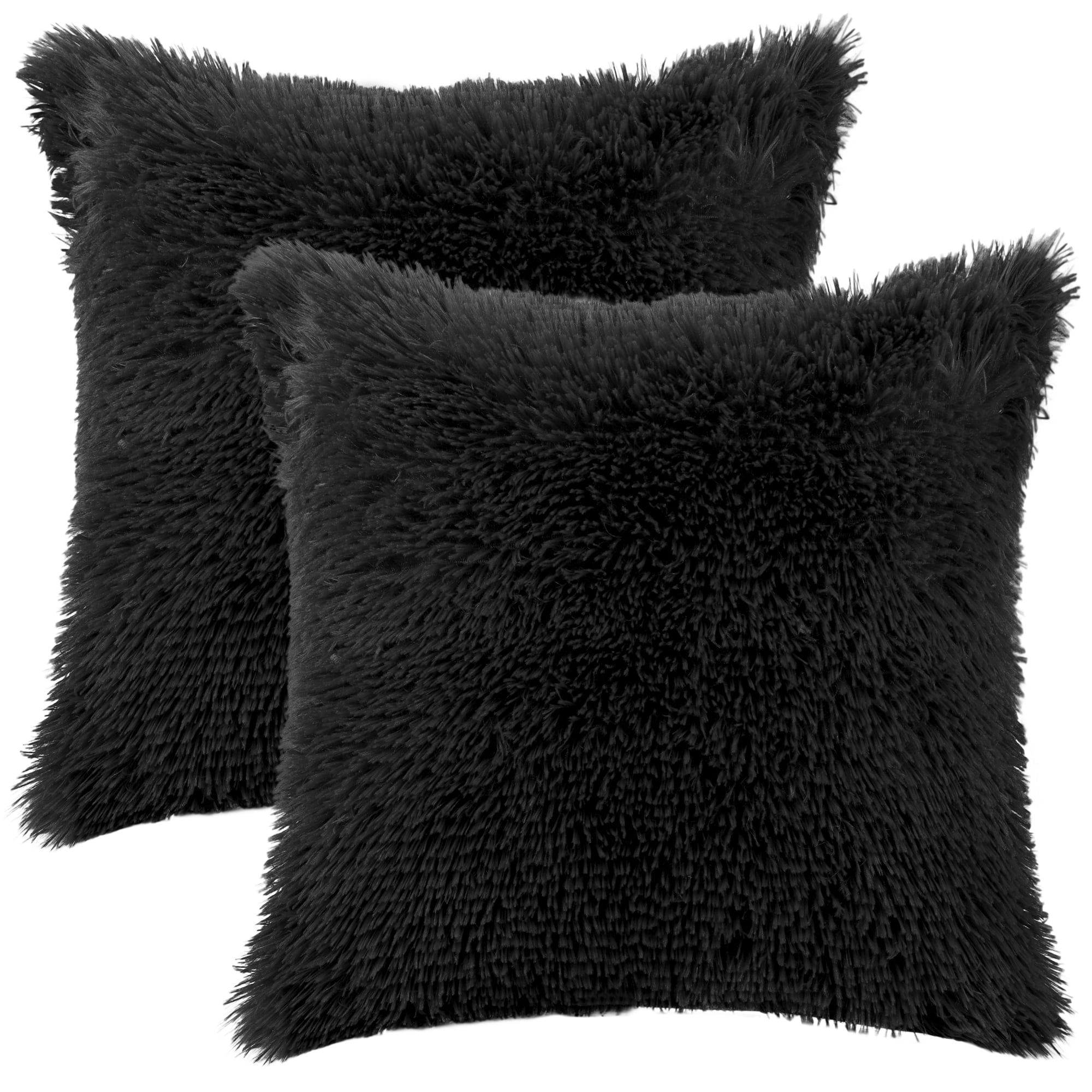 Unique Bargains Soft Modern Home Decor Plush Decorative Throw Pillow Covers (2 Count) Black 18" x 18"
