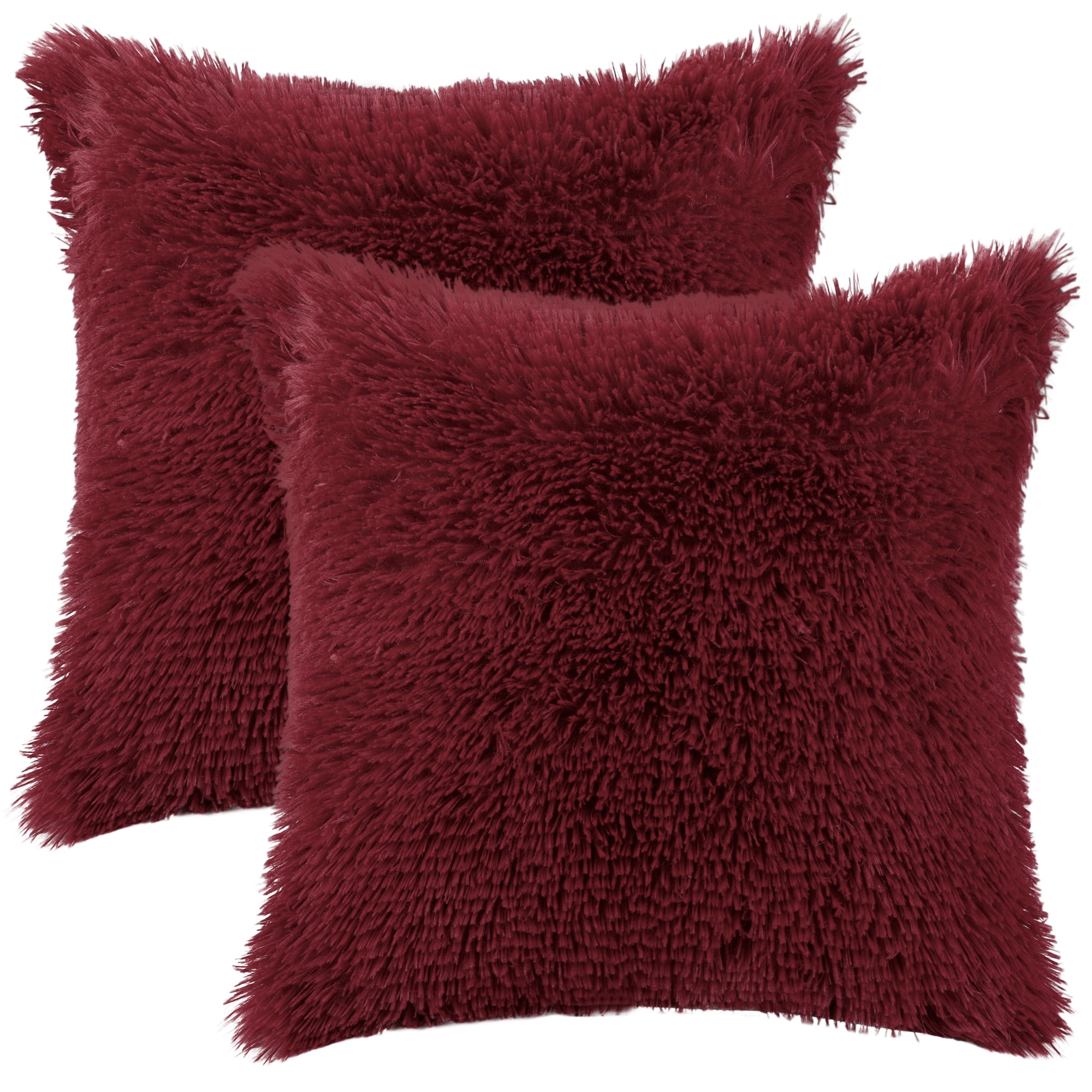 Unique Bargains Soft Modern Home Decor Plush Decorative Throw Pillow Covers (2 Count) Claret 18" x 18"