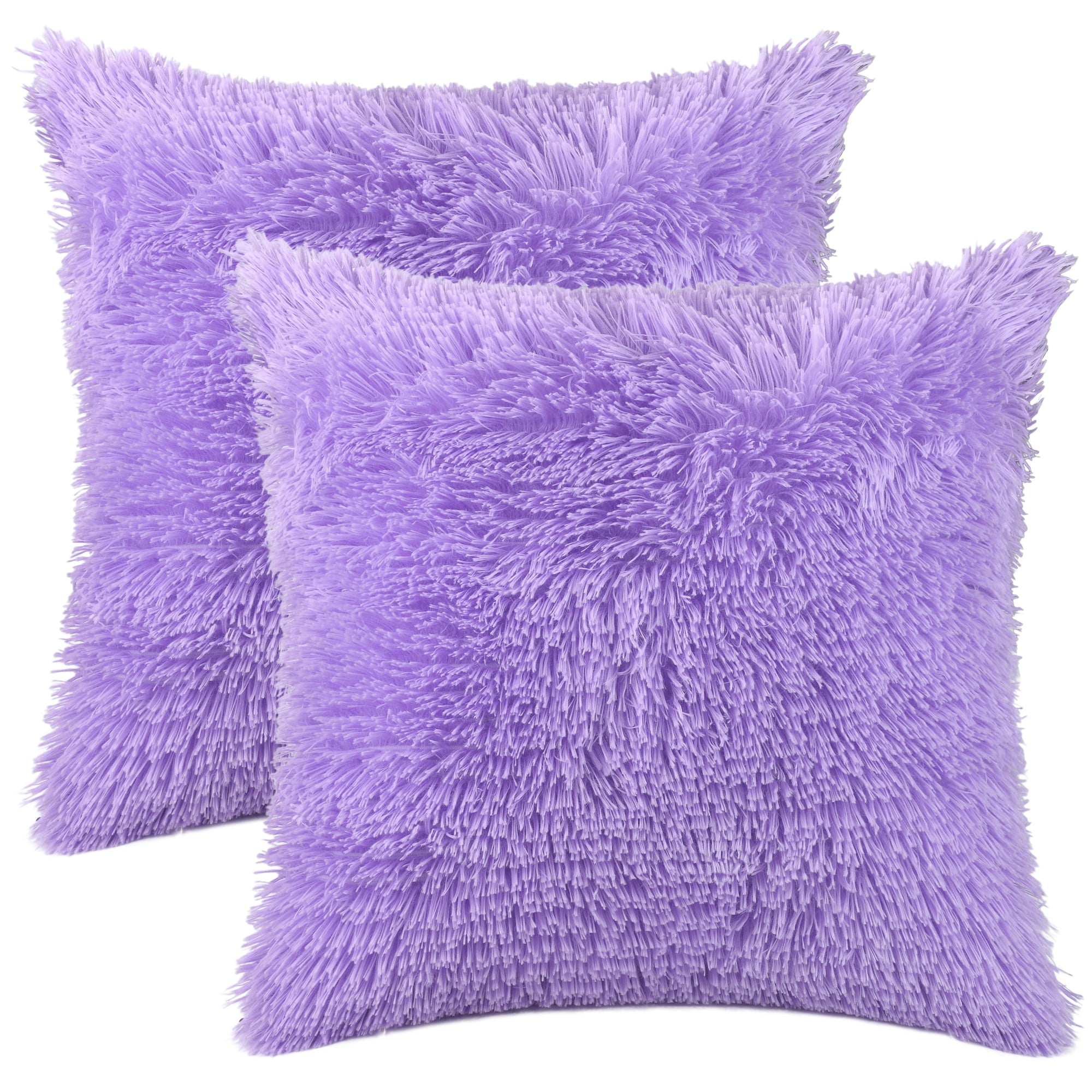 Unique Bargains Soft Modern Home Decor Plush Decorative Throw Pillow Covers (2 Count) Purple 18" x 18"