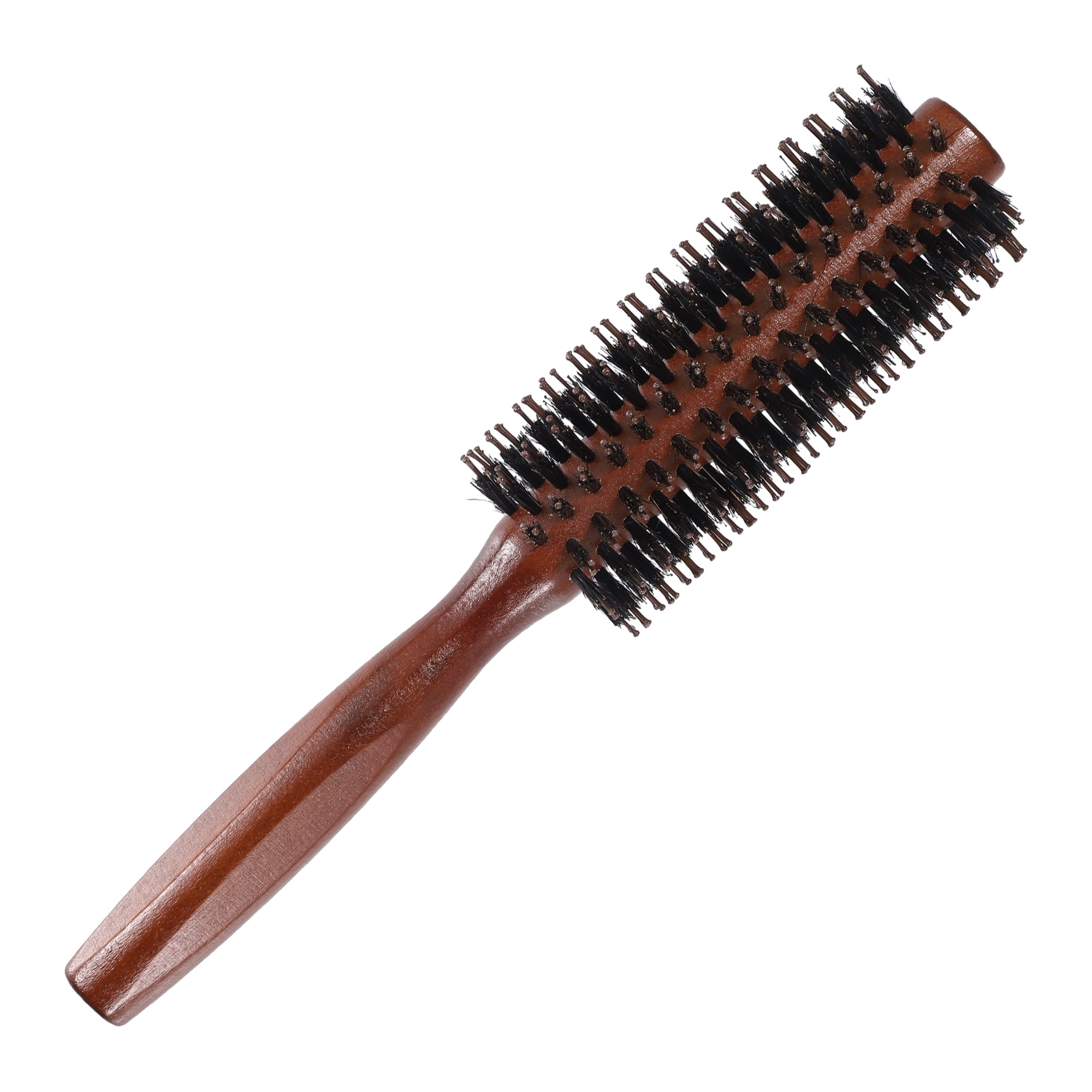 Unique Bargains Soft Nylon Bristle Round Curling Hair Ruled Comb with Handle Brown 8.66" M