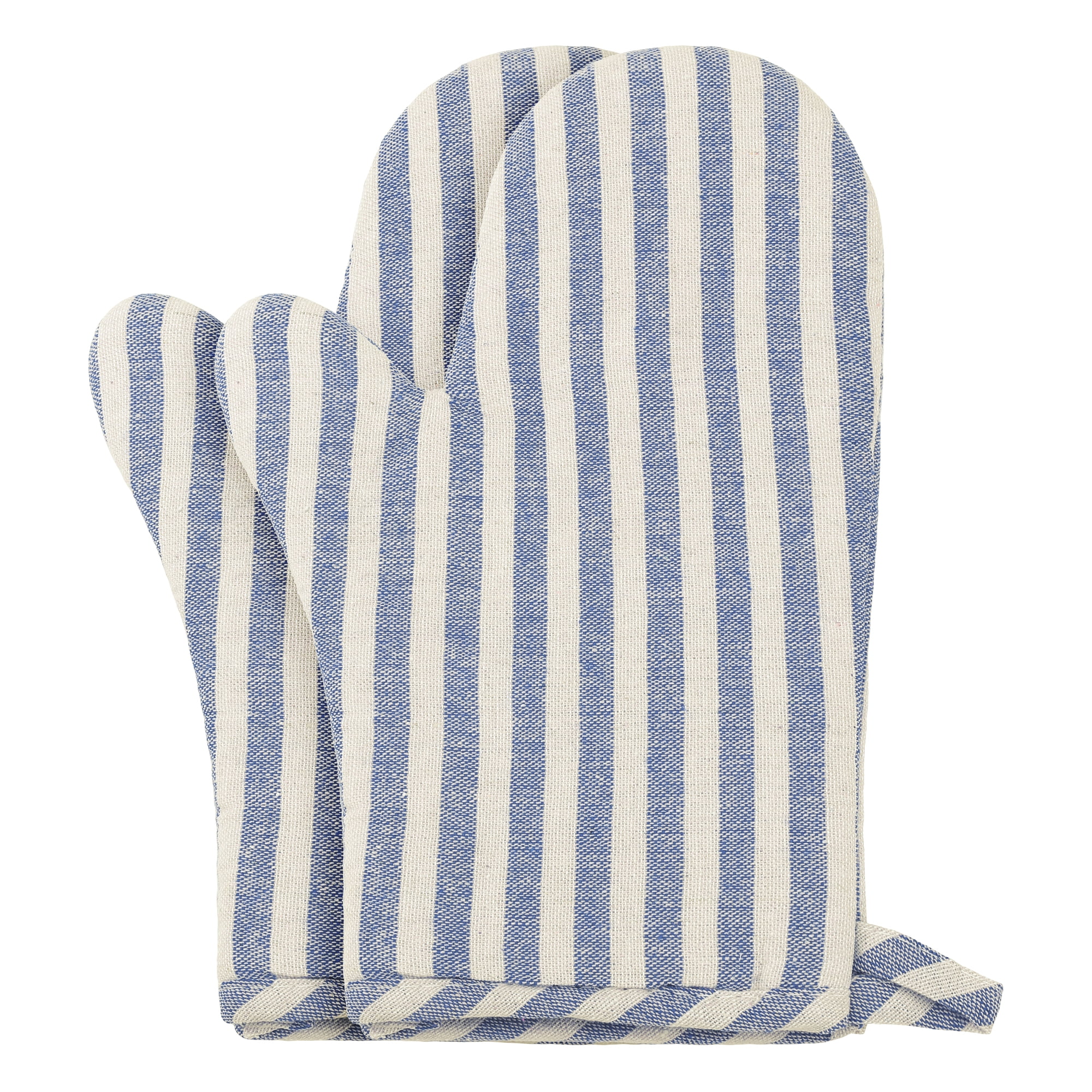Unique Bargains Soft Oven Mitts Heat-Resistant Cooking Gloves Blue 10.6x6.7inch