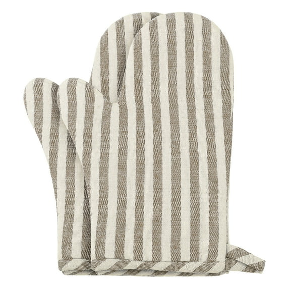 Unique Bargains Soft Oven Mitts Heat-Resistant Cooking Gloves Coffee 10.6x6.7inch