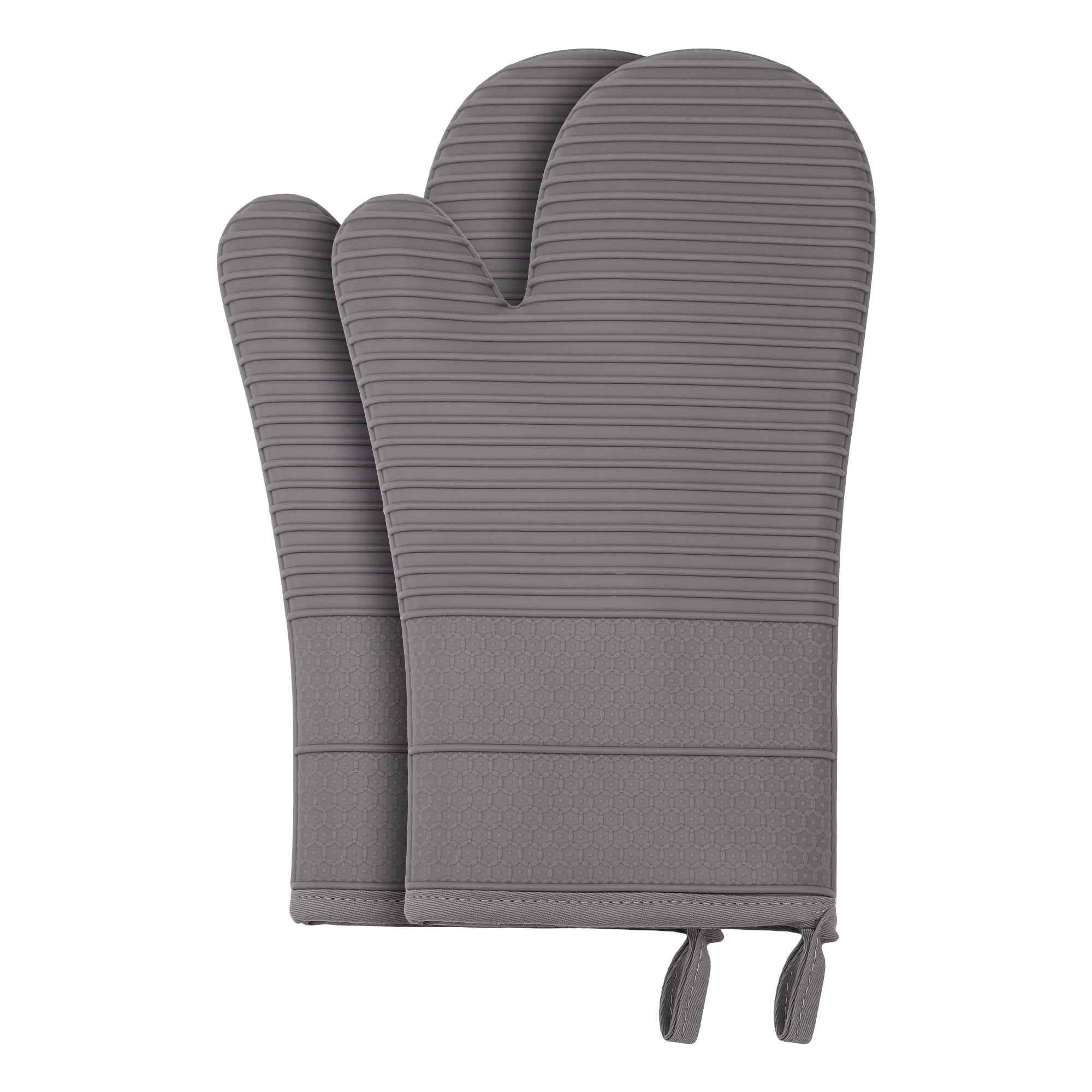 Unique Bargains Soft Oven Mitts Heat Resistant Cooking Gloves Gray 12.4x7.5inch