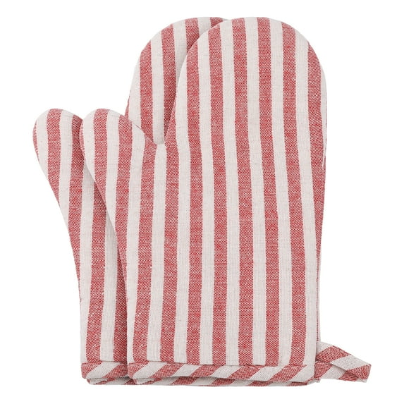 Unique Bargains Soft Oven Mitts Heat-Resistant Cooking Gloves Red 10.6x6.7inch