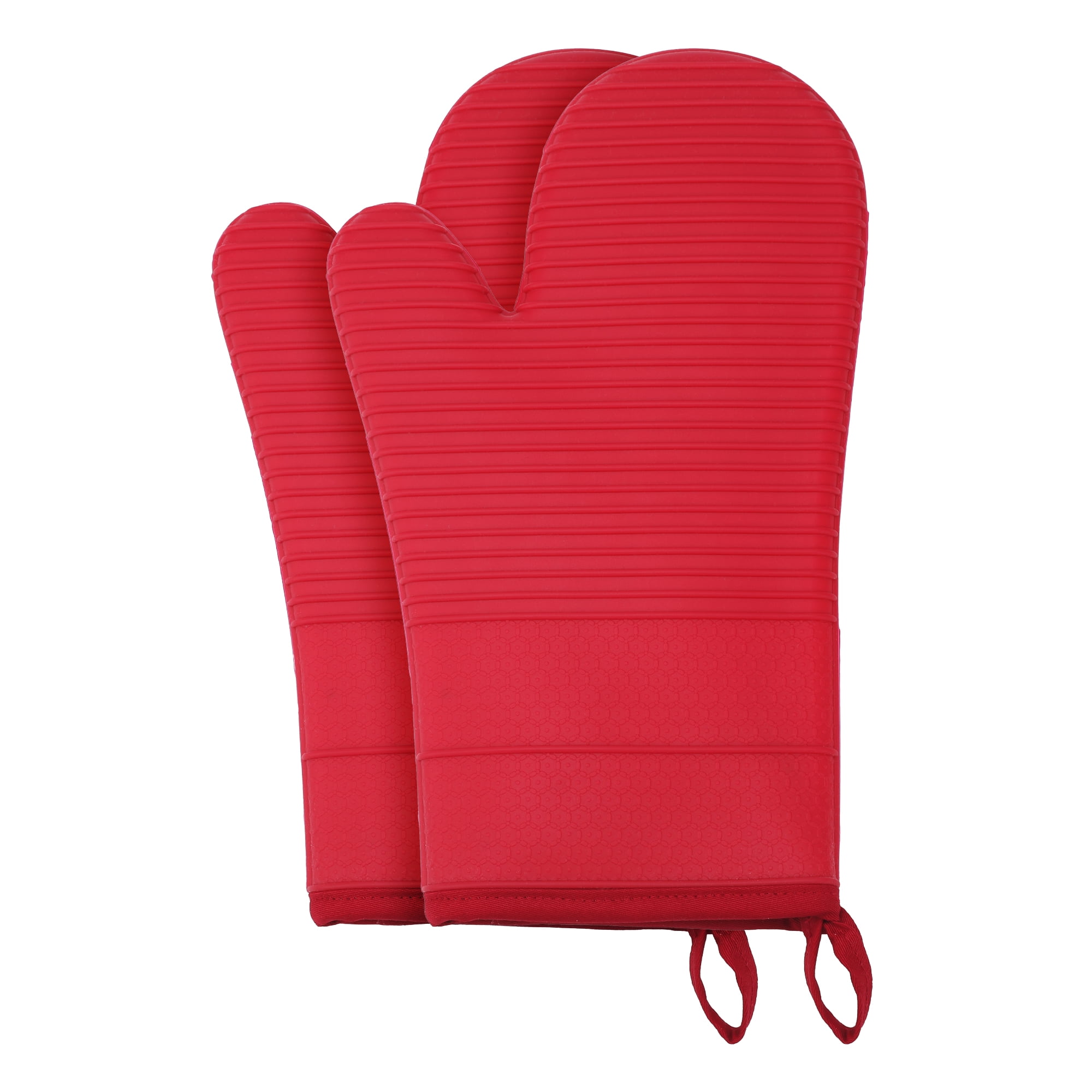 Unique Bargains Soft Oven Mitts Heat Resistant Cooking Gloves Red 12.4x7.5inch