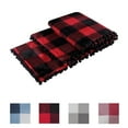 thumbnail image 1 of Unique Bargains Soft Plush Couch Plaid Fleece Throw Blanket, 50" x 60", Red and Black, 1 of 8