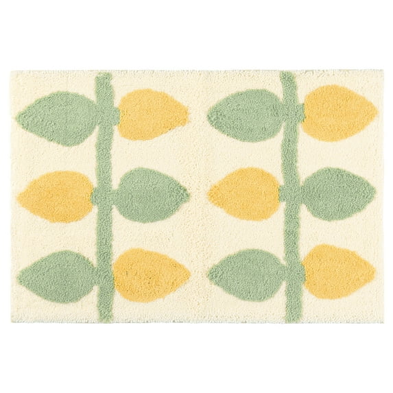 Unique Bargains Soft Plush Non-Slip Printing Mat Quick Dry for Bathroom Floor Lemon 20"x32"