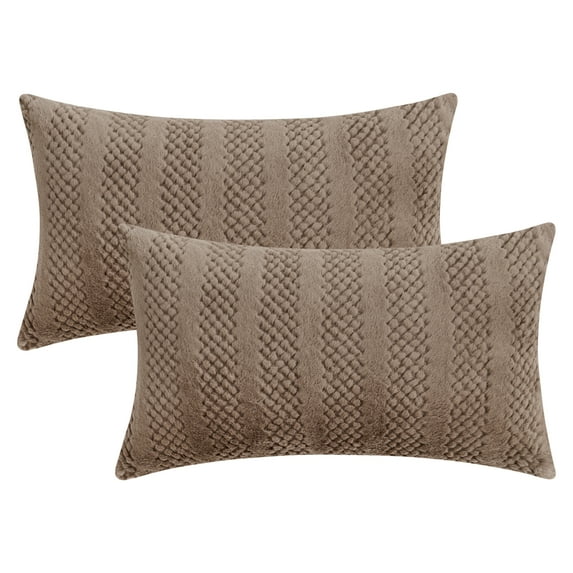 Unique Bargains Soft Plush Throw Pillow Covers Decorative Brown 12" x 20"