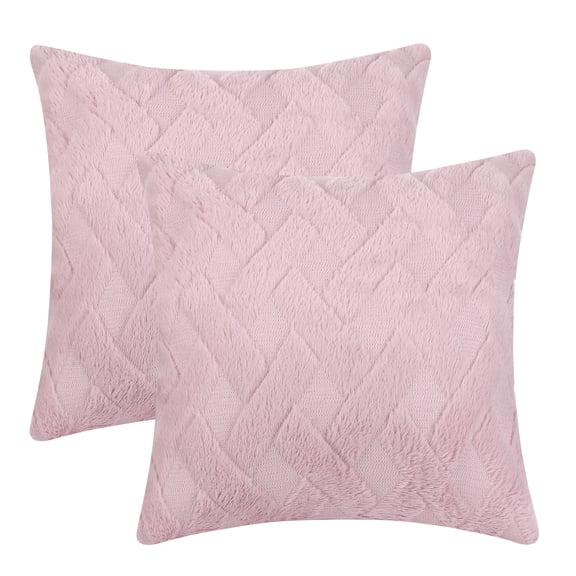 Unique Bargains Soft Plush Throw Pillow Covers Decorative Cushion Covers (2 Count) Bright Pink 18" x 18"