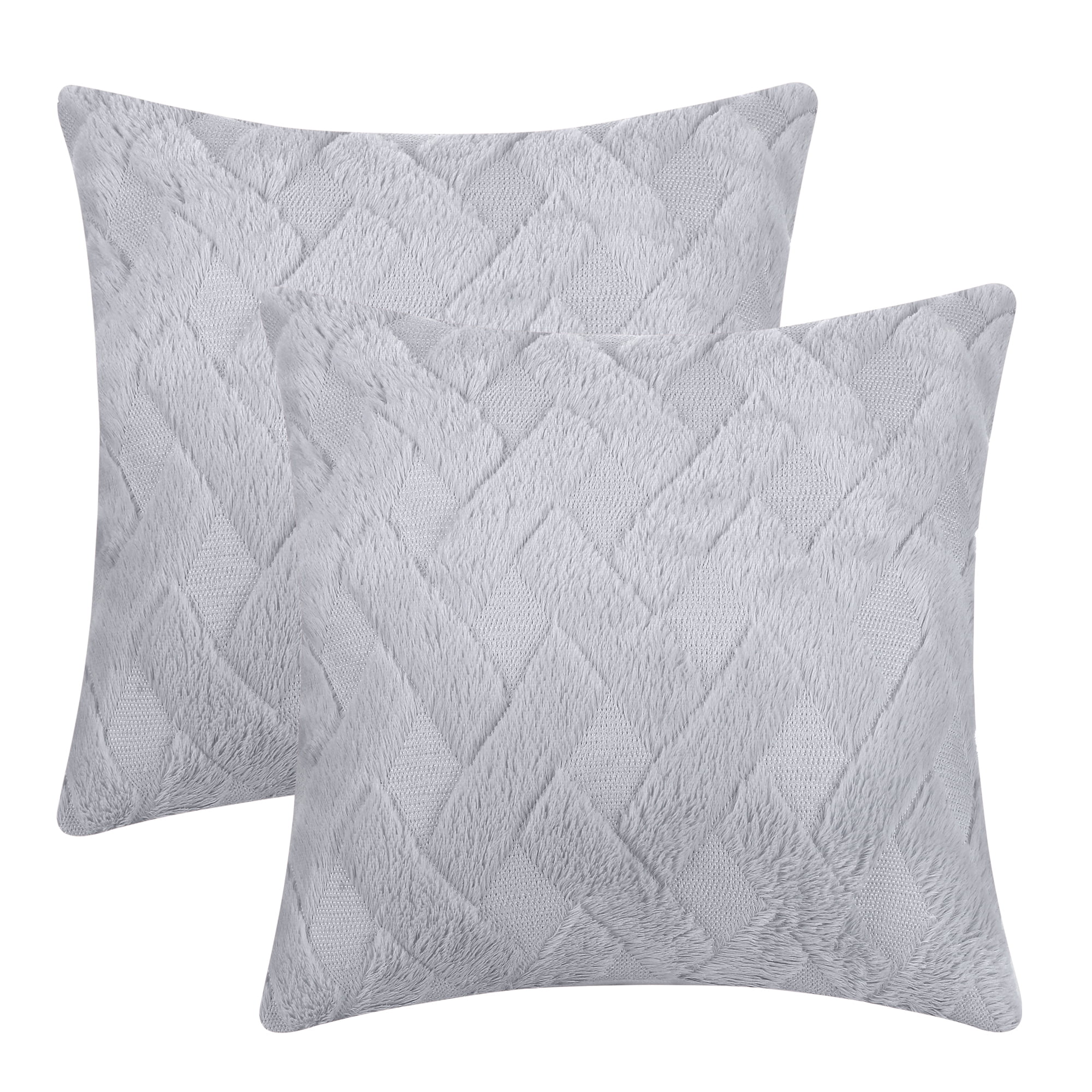 Unique Bargains Soft Plush Throw Pillow Covers Decorative Cushion Covers (2 Count) Grey-2 18" x 18"