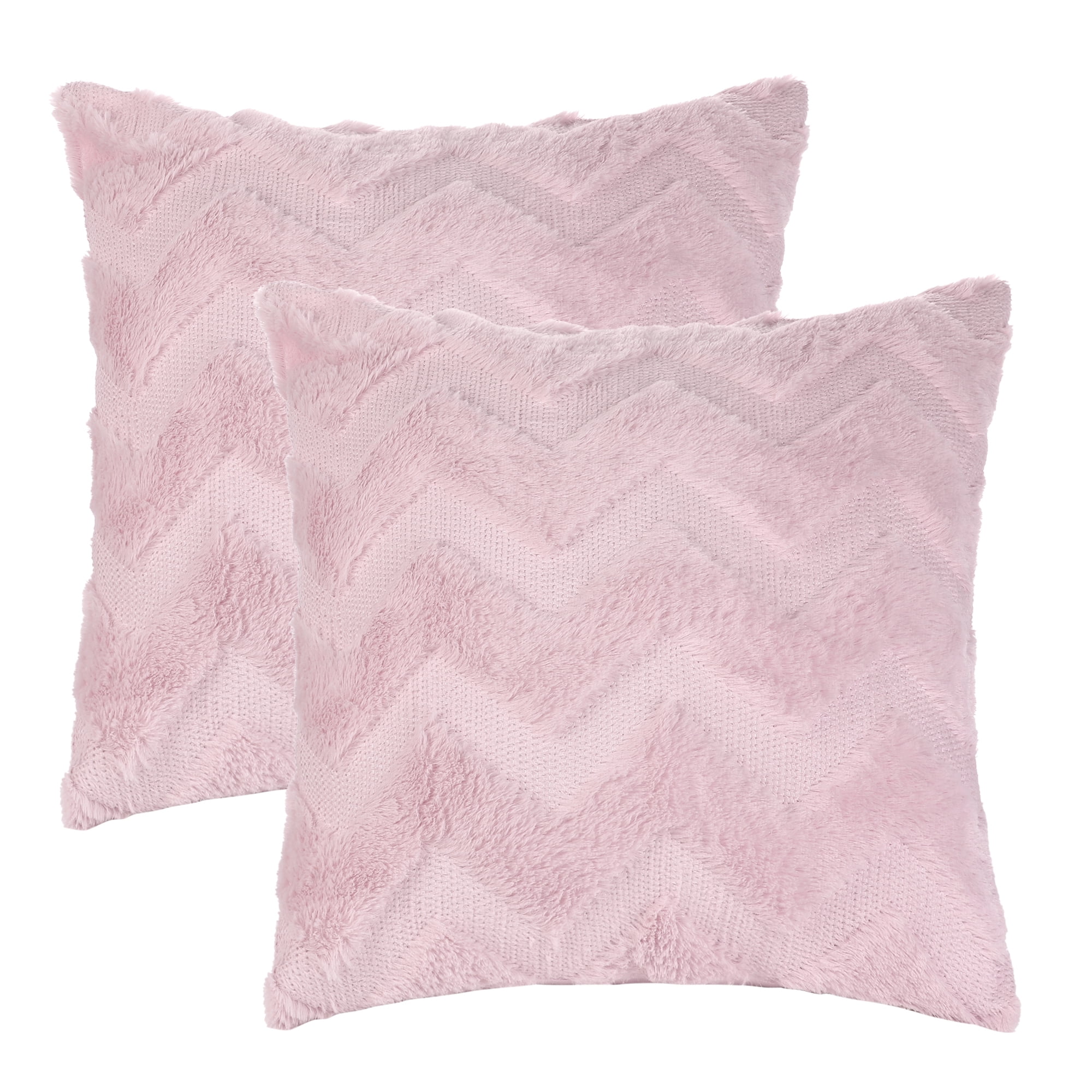 Unique Bargains Soft Plush Throw Pillow Covers Decorative Cushion Covers (2 Count) Pink-3 18" x 18"
