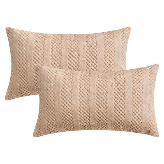 Unique Bargains Soft Plush Throw Pillow Covers Decorative Khaki 12" x 20"