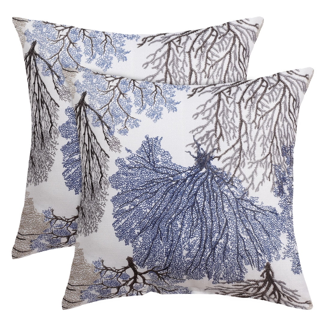 Unique Bargains Soft Polyester Coral Printed Throw Pillowcase, 18"x18" Blue 2