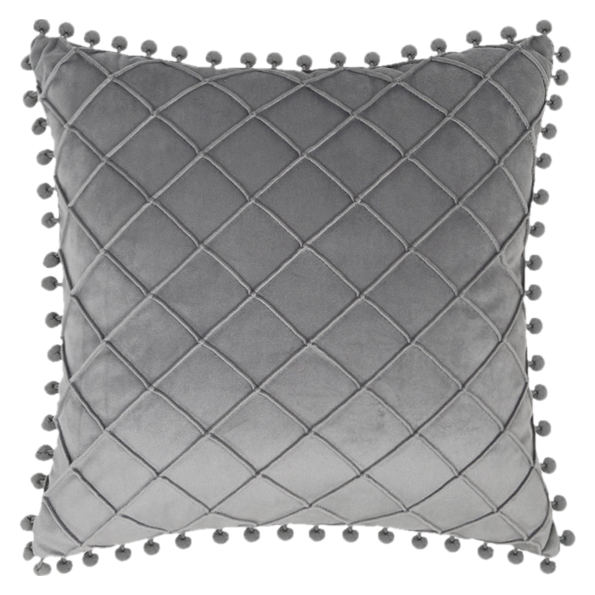 Unique Bargains Soft Pom-poms Velvet Throw Pillow Covers Grey 18" x 18"