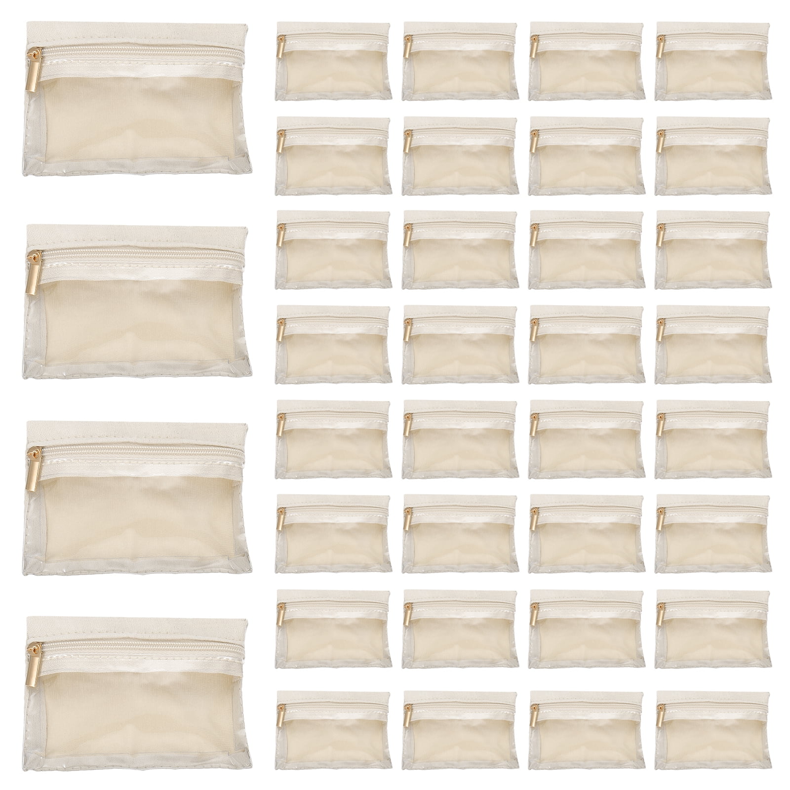 Unique Bargains Soft Portable Small Flannel Organizer with Zipper Beige