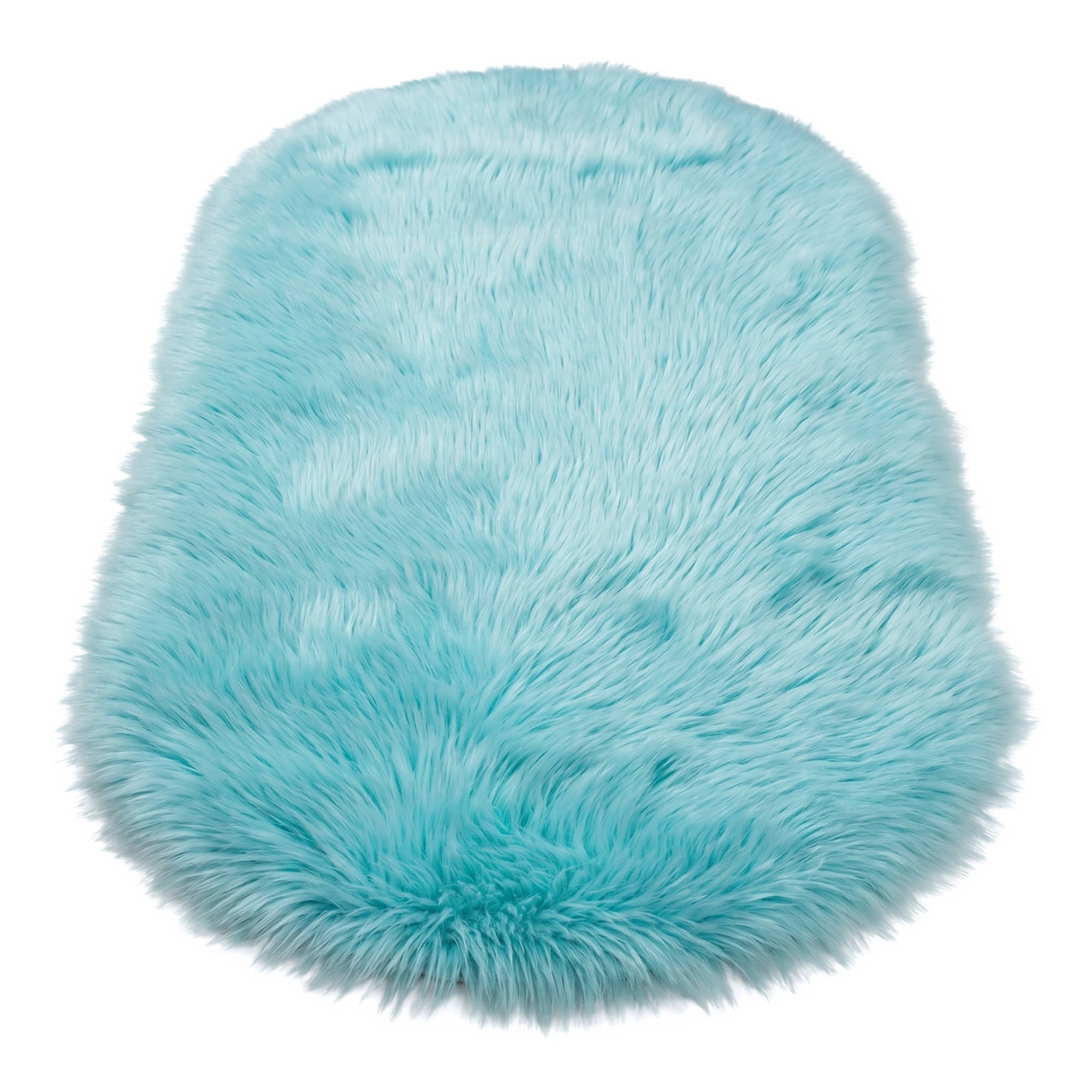 Unique Bargains Shaggy Area Rug Ultra Fluffy Non-Slip Fuzzy Carpet 35" x 24" Blue