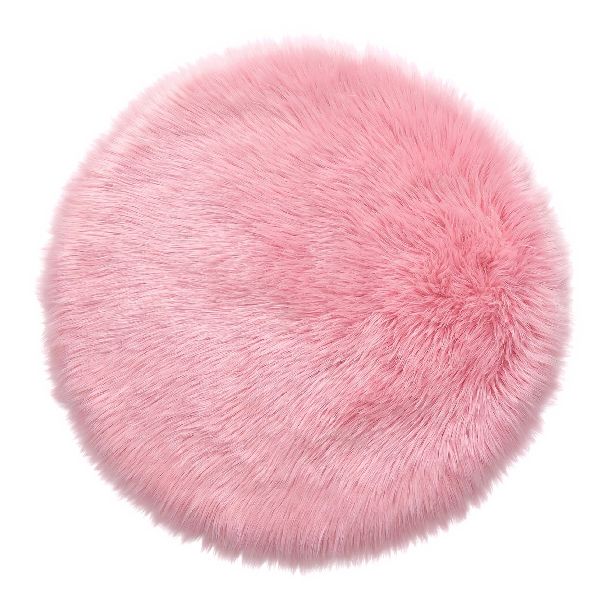 Unique Bargains Shaggy Round Area Rug Fluffy Non-Slip Fuzzy Carpet 20" x 20" Rose Red