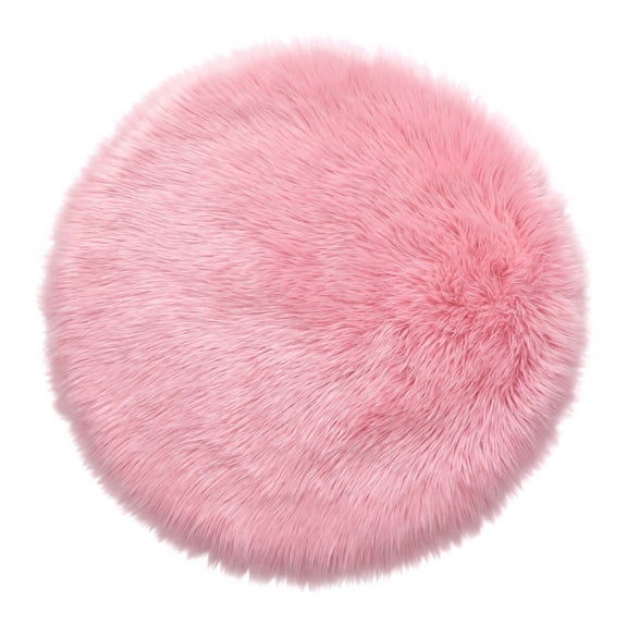 Unique Bargains Shaggy Round Area Rug Fluffy Non-Slip Fuzzy Carpet 20" x 20" Rose Red