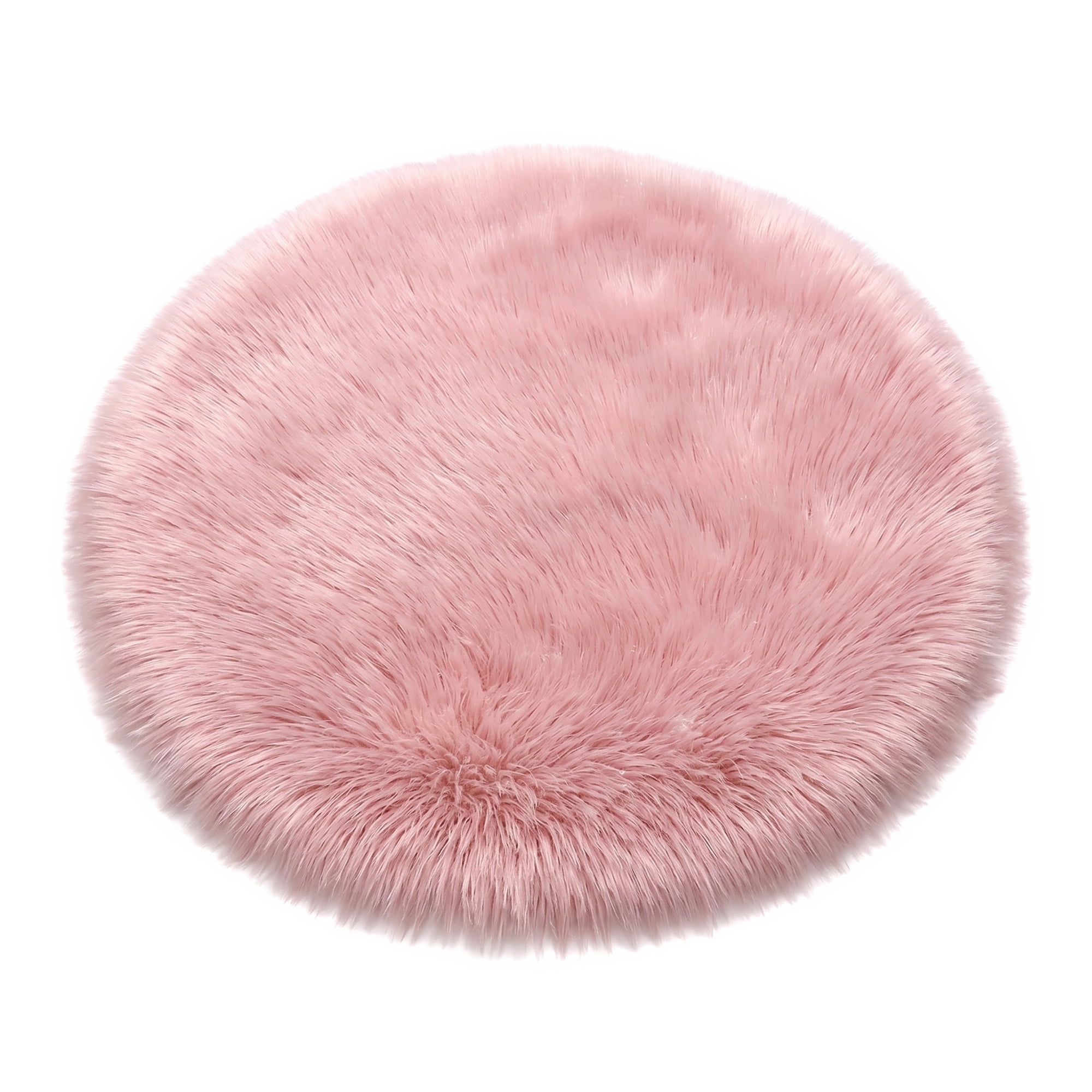 Unique Bargains Shaggy Round Area Rug Fluffy Non-Slip Fuzzy Carpet 24" x 24" Dark Pink
