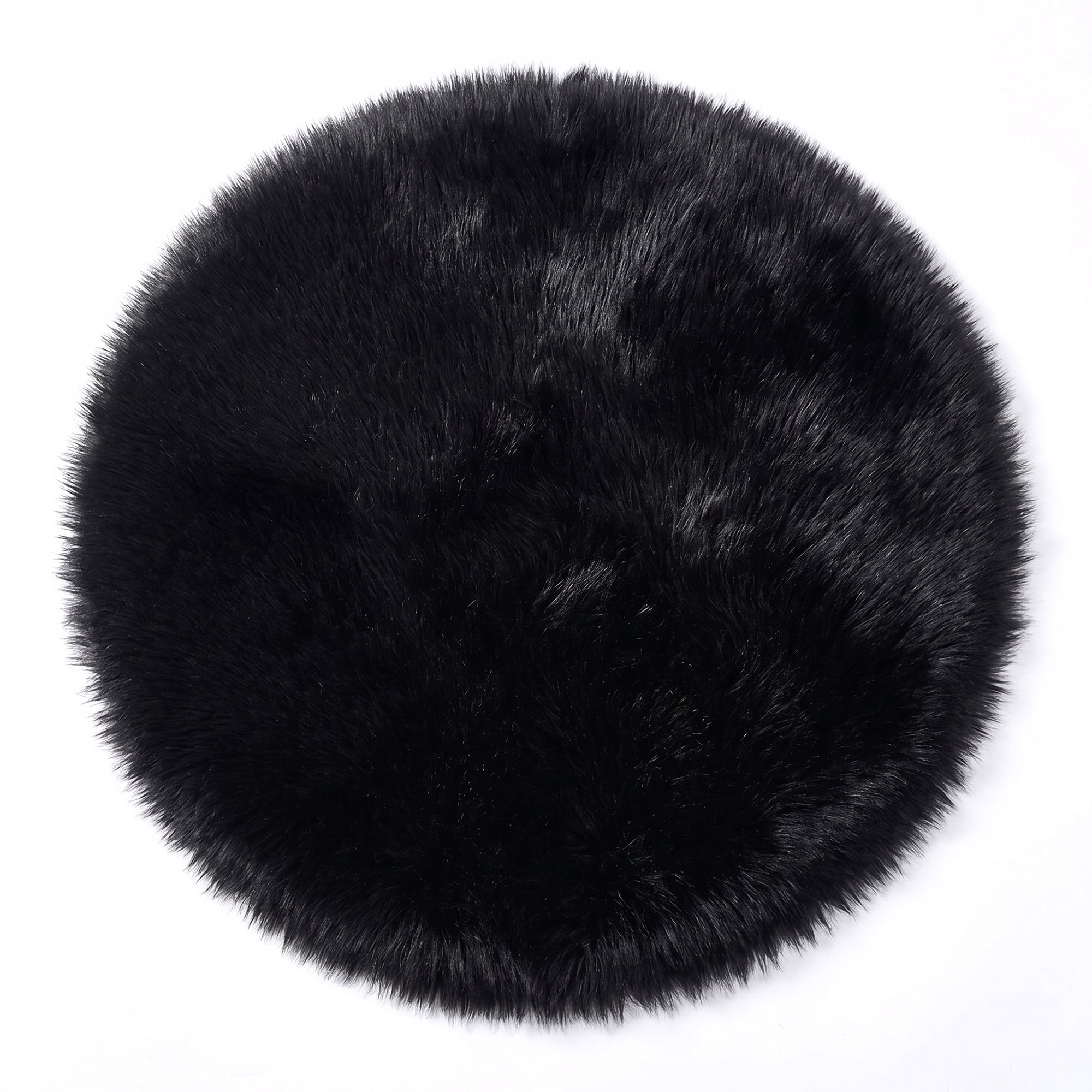 Unique Bargains Shaggy Round Area Rug Fluffy Non-Slip Fuzzy Carpet 28" x 28" Black