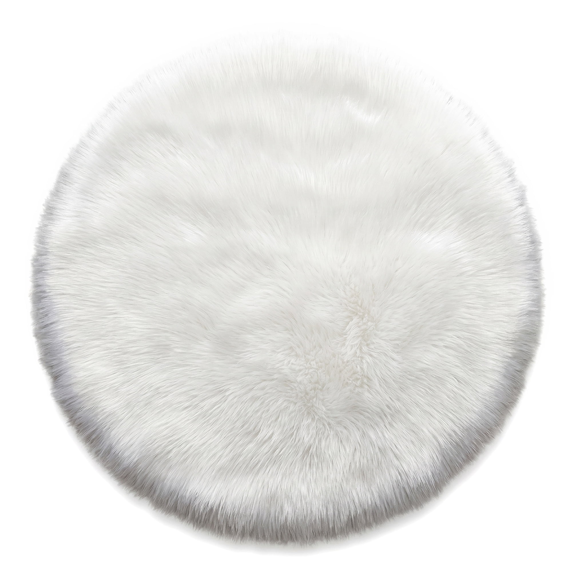 Unique Bargains Shaggy Round Area Rug Fluffy Non-Slip Fuzzy Carpet 28" x 28" White