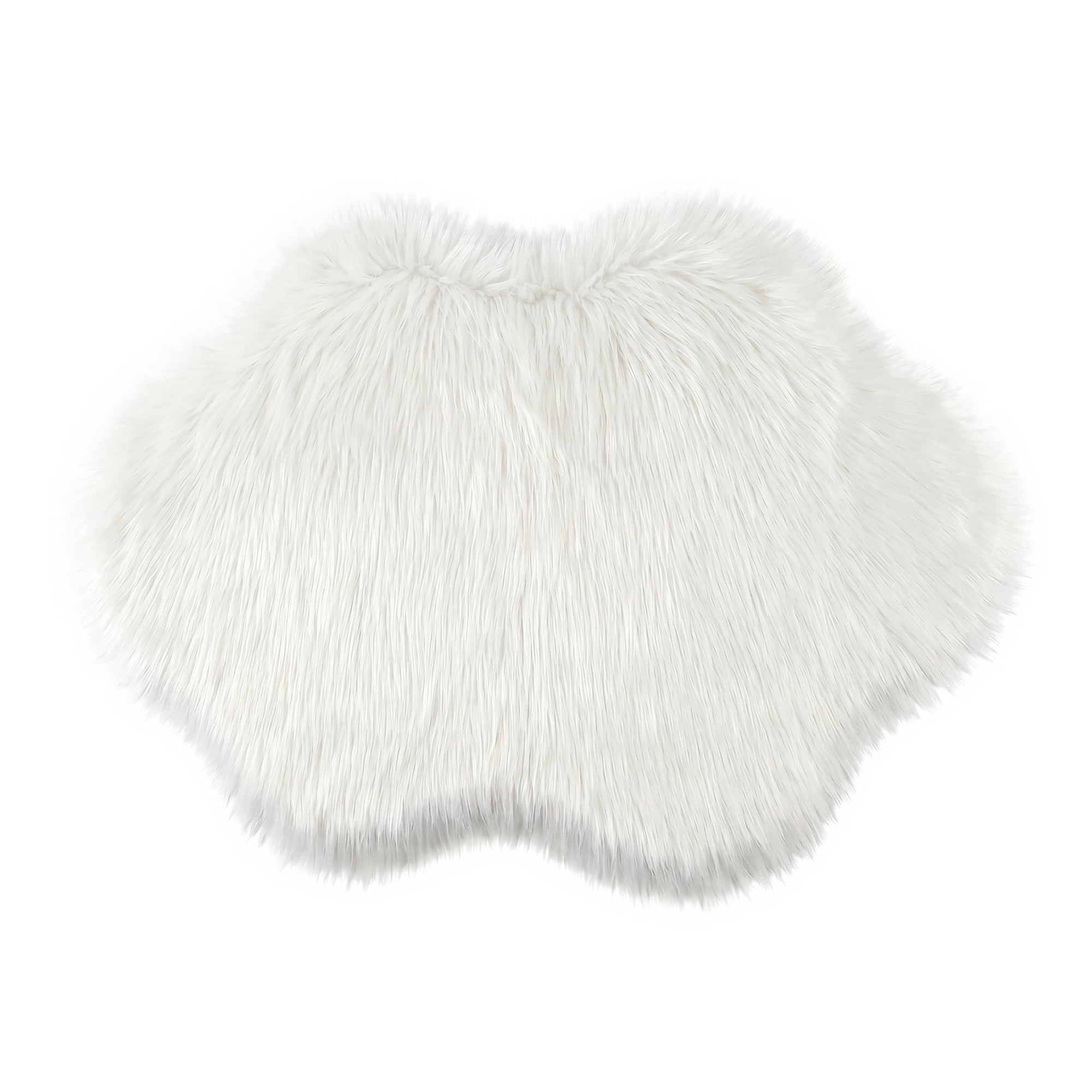 Unique Bargains Soft Shaggy Area Rug Washable Fluffy Bedroom Rug Non Slip 35" x 24" White