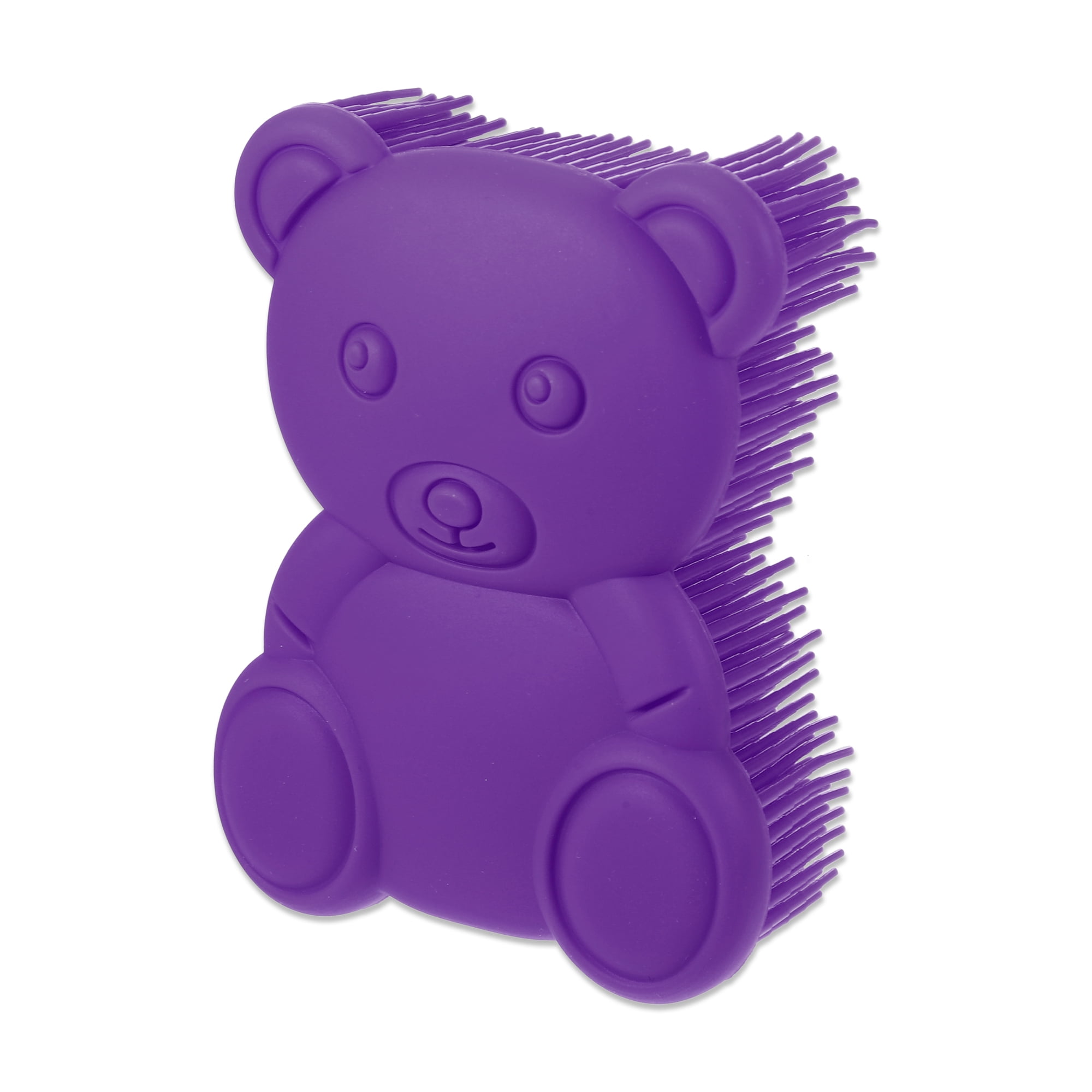 Unique Bargains Soft Silicone Loofah Pet Shower Brush Purple
