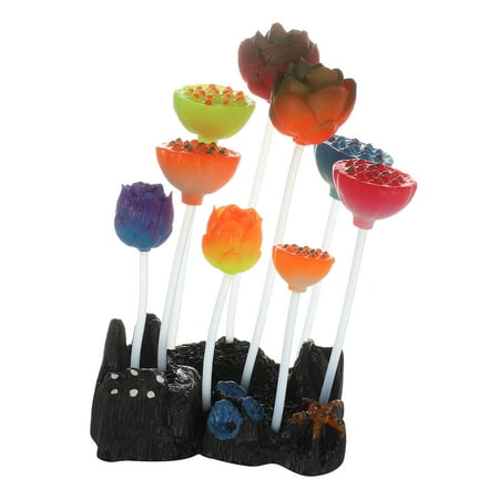 Unique Bargains Soft Silicone Glowing Aquarium Lotus Flower Fluorescence Floating Aquatic Artificial Plant Multicolor