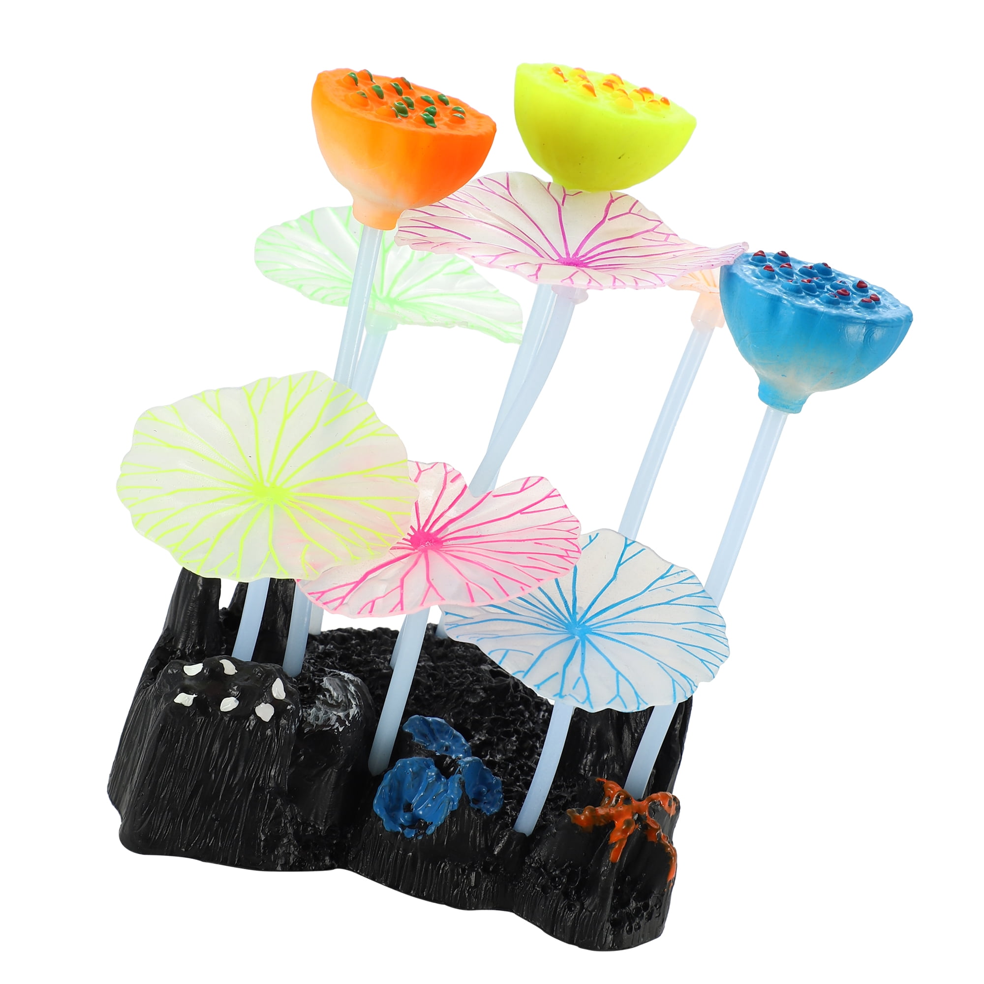 4PCS Glowing Aquarium Coral Decor - Fluorescent Silicone Coral With Suction Cups For Fish Tanks