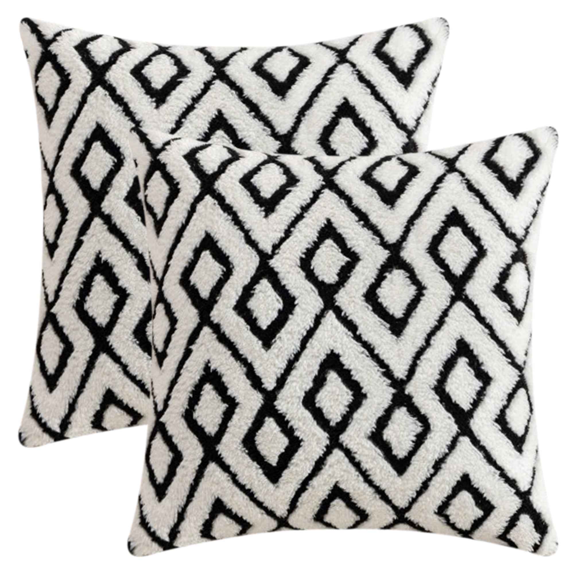 Unique Bargains Soft Snowflake Fleece Throw Pillow Cover Black 20 x 20 Inch