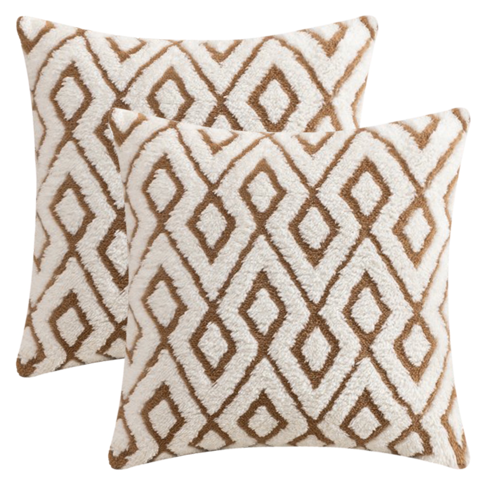 Unique Bargains Soft Snowflake Fleece Throw Pillow Cover Brown 18" x 18"
