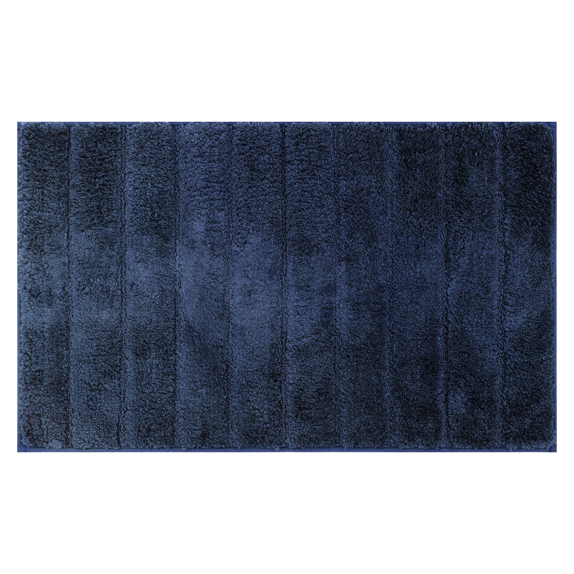 Unique Bargains Soft Stripe Bathroom Rug Rubber Backing Quick Dry Bath Rug Blue 20" x 32"